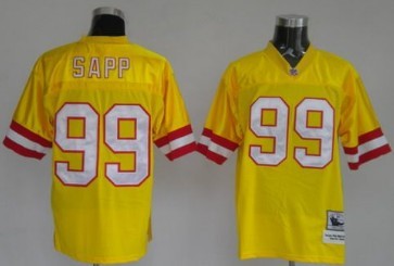 Men's Tampa Bay Buccaneers #99 Warren Sapp Yellow Mitchell & Ness Throwback Football Jersey
