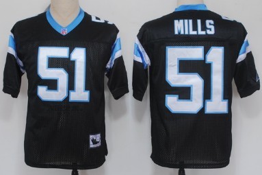 Mens Carolina Panthers #51 Sam Mills Black 1996 Mitchell & Ness Throwback Football Jersey
