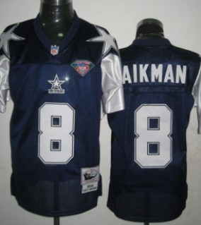 Dallas Cowboys #8 Troy Aikman Blue Thanksgivings 75TH Throwback Jersey