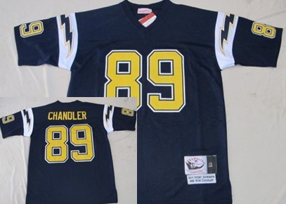 Mens San Diego Chargers #89 Wes Chandler Dark Blue NFL Throwback Football Jersey
