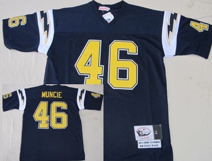 Mens San Diego Chargers #46 Chuck Muncie Navy Blue NFL Throwback Football Jersey