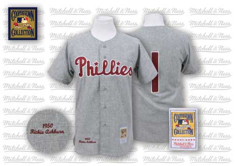 Philadelphia Phillies #1 Richie Ashburn 1950 Gray Wool Throwback Jersey