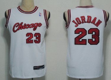 Men's Chicago Bulls #23 Michael Jordan White Cursive Authentic Jersey