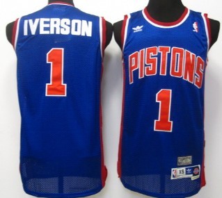 Mens Detroit Pistons #1 Allen Iverson Mitchell & Ness Royal 2008-09 Hardwood Classics Swingman Jersey