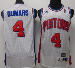 Men's Detroit Pistons #4 Joe Dumars White Mitchell&Ness 1988-89 Throwback Hardwood Classics Jersey