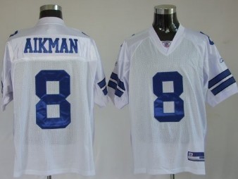 Dallas Cowboys #8 Troy Aikman White Jersey