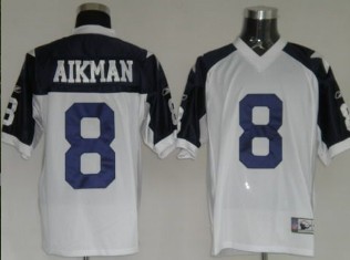 Dallas Cowboys #8 Troy Aikman White Thanksgiving Jersey
