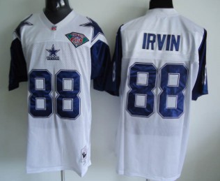Dallas Cowboys #88 Michael Irvin White 75TH Patch Throwback Jersey