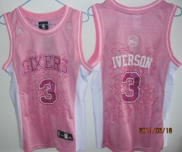 Philadelphia 76ers #3 Iverson Pink Womens Jersey