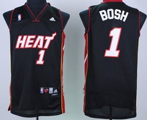 Youth Miami Heats #1 Chris Bosh Black Kids Jersey