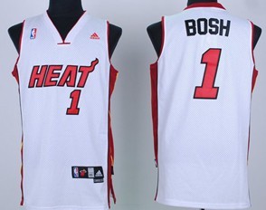 Youth Miami Heats #1 Chris Bosh White Kids Jersey