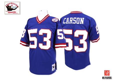 New York Giants #53 Harry Carson Blue Throwback Jersey