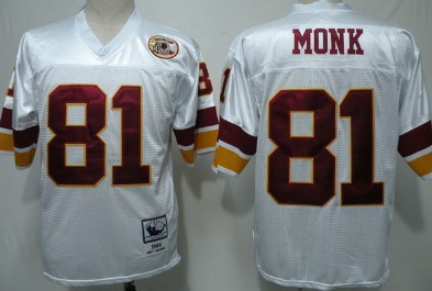 Men's Washington Redskins #81 Art Monk White Throwback Jersey