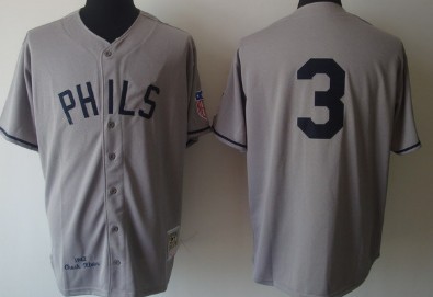 Philadelphia Phillies #3 Chuck Klein 1942 Gray Throwback Jersey
