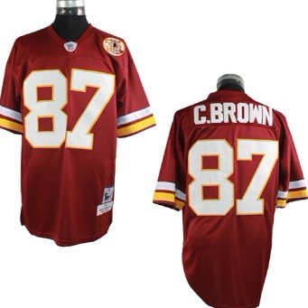 Washington Redskins #87 Charlie Brown Red Throwback Jersey