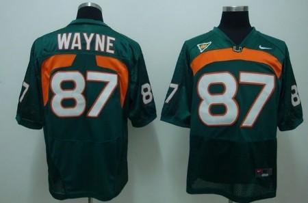 Men's Miami Hurricanes #87 Reggie Wayne Nike Green Throwback Football Jersey