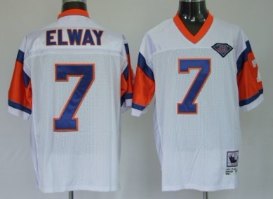 Denver Broncos #7 John Elway White 75TH Throwback Jersey