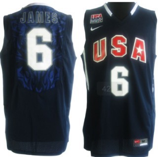 Team USA Basketball #6 James Navy Blue Swingman Jersey