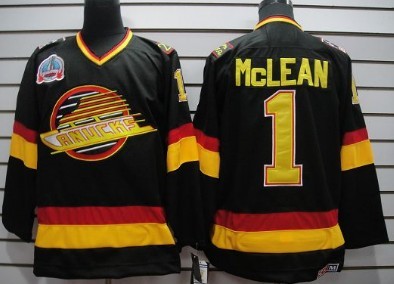 Men's Vancouver Canucks #1 Kirk McLean Black Throwback Jersey