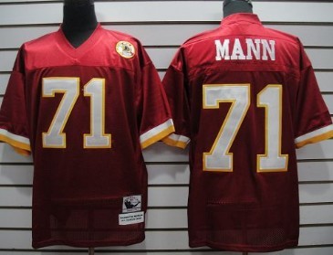 Men's Washington Redskins #71 Charles Mann Red Throwback Football Jersey