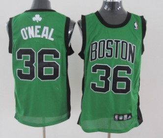 Men's Boston Celtics #36 Shaquille O'NealGreen With Black Swingman Jersey 