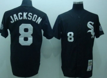 Men's Chicago White Sox #8 Bo Jackson Black Throwback Jersey
