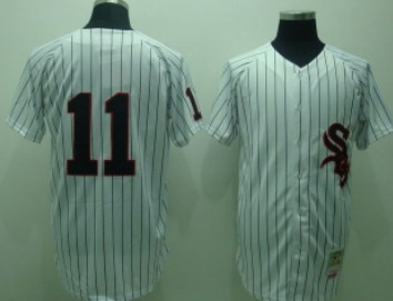 Chicago White Sox #11 Luis Aparicio White Pinstripe Throwback Jersey