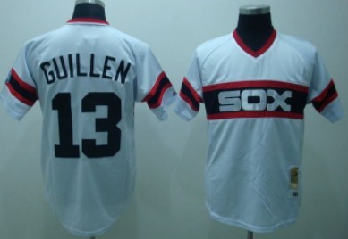 Chicago White Sox #13 Ozzie Guillen White Pullover Throwback Jersey