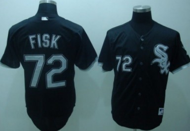 Men's Chicago White Sox #72 Carlton Fisk Throwback Jersey  Black