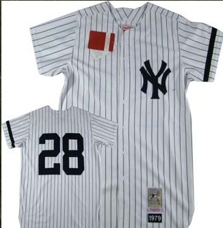 Men's New York Yankees #28 Joe Girardi White Throwback Jersey