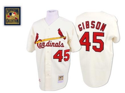 Men's St. Louis Cardinals #45 Bob Gibson Cream 1964 Throwback Jersey