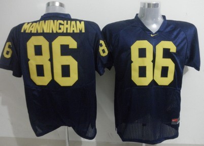 Michigan Wolverines #86 Manningham Navy Blue Jersey 