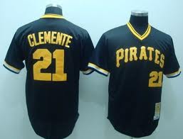 Men's Pittsburgh Pirates #21 Roberto Clemente Black Throwback Pullover Cooperstown Jersey
