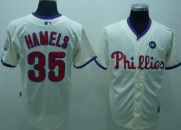 Men's Philadelphia Phillies Retired Player #35 Cole Hamels Cream Jersey