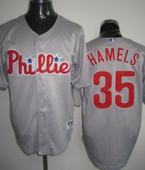 Men's Philadelphia Phillies Retired Player #35 Cole Hamels Gray Jersey