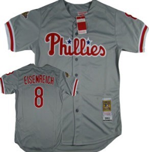 Philadelphia Phillies #8 Jim Eisenreich Gray Throwback Jersey