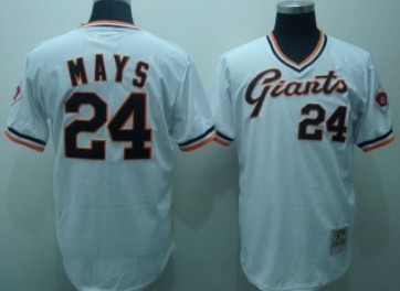 Men's San Francisco Giants #24 Willie Mays White Pullover Throwback Jersey