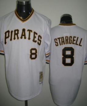 Men's Pittsburgh Pirates #8 Willie Stargell White Throwback Jersey