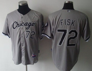 Men's Chicago White Sox #72 Carlton Fisk Throwback Jersey  Gray