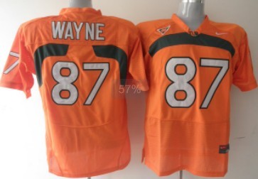 Men's Miami Hurricanes #87 Reggie Wayne Nike Orange Throwback Football Jersey