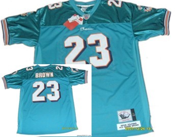 Men's Miami Dolphins #23 Ronnie Brown Green Throwback Jersey