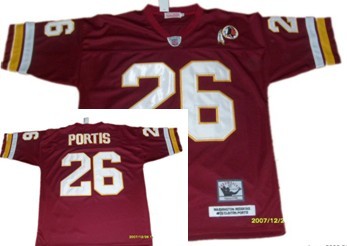 Men's Washington Redskins #26 Clinton Portis Red Throwback Football Jersey