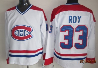 Men's Montreal Canadiens #33 Patrick Roy White 1993 Throwback Jersey