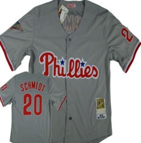 Men's Philadelphia Phillies #20 Mike Schmidt Gray Throwback Jersey