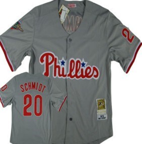 Men's Philadelphia Phillies #20 Mike Schmidt Gray Throwback Jersey