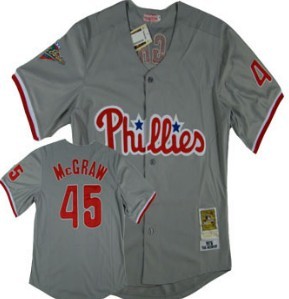 Men's Philadelphia Phillies #45 Tug McGraw Gray Throwback Jersey