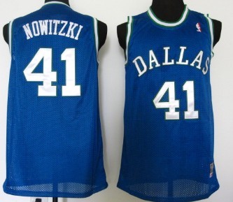 Men's Dallas Mavericks #41 Dirk Nowitzki Blue Throwback Swingman Jersey