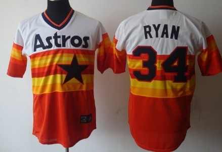 Men's Houston Astros #34 Nolan Ryan Rainbow Throwback Jersey