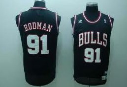 Men's Chicago Bulls #91 Dennis Rodman Black/white Swingman Throwback