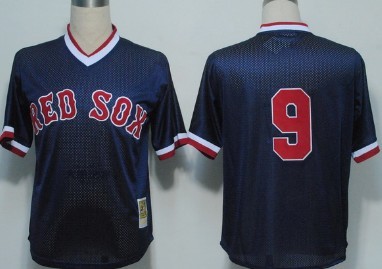 Boston Red Sox #9 Ted Williams Navy Blue Throwabck Jersey